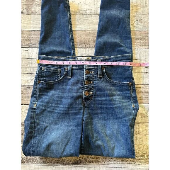 Madewell Tall 9" High Rise Skinny Jeans in Hayes Wash Button-Front Edition | 26T - Picture 4 of 7
